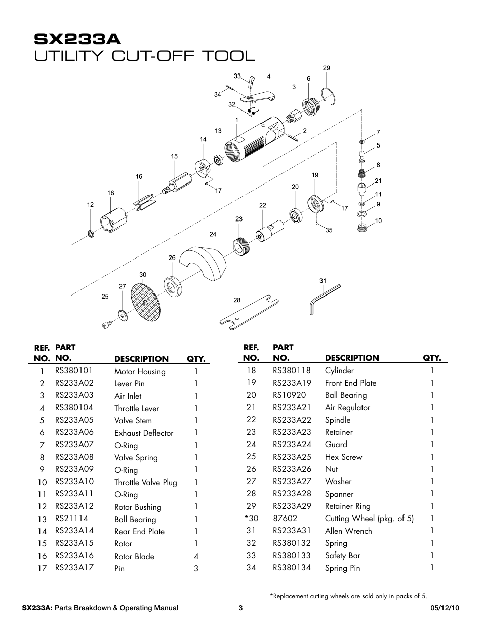 Sx233a utility cut-off tool | Sunex Tools SX233A User Manual | Page 3 / 10