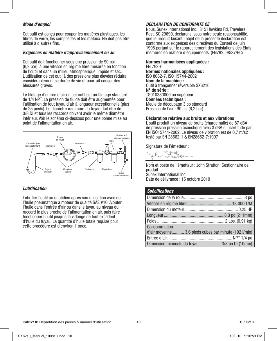 Sunex Tools SX6210 User Manual | Page 10 / 11