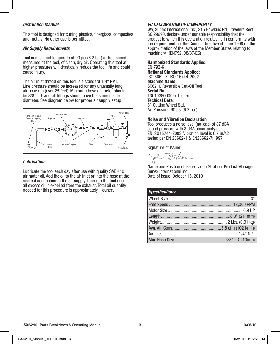 Sunex Tools SX6210 User Manual | Page 3 / 11