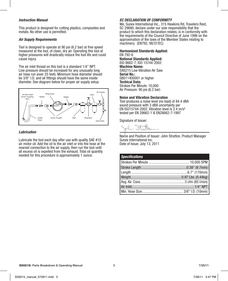 Sunex Tools SX6215 User Manual | Page 3 / 11