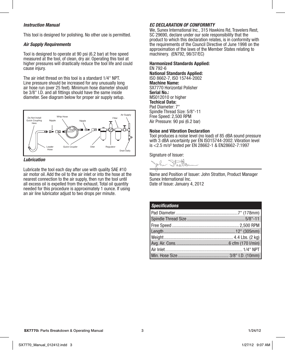 Sunex Tools SX7770 User Manual | Page 3 / 11