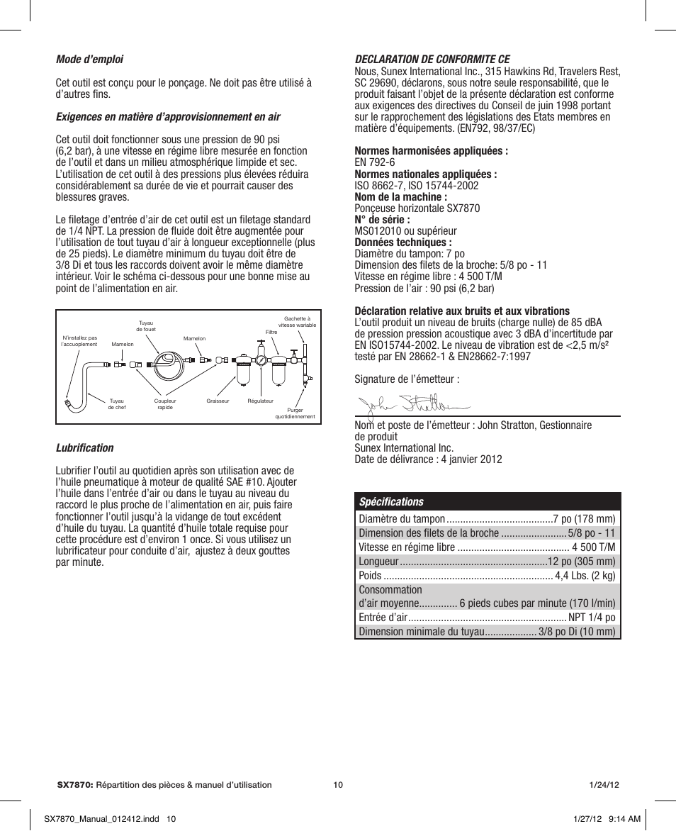 Sunex Tools SX7870 User Manual | Page 10 / 11