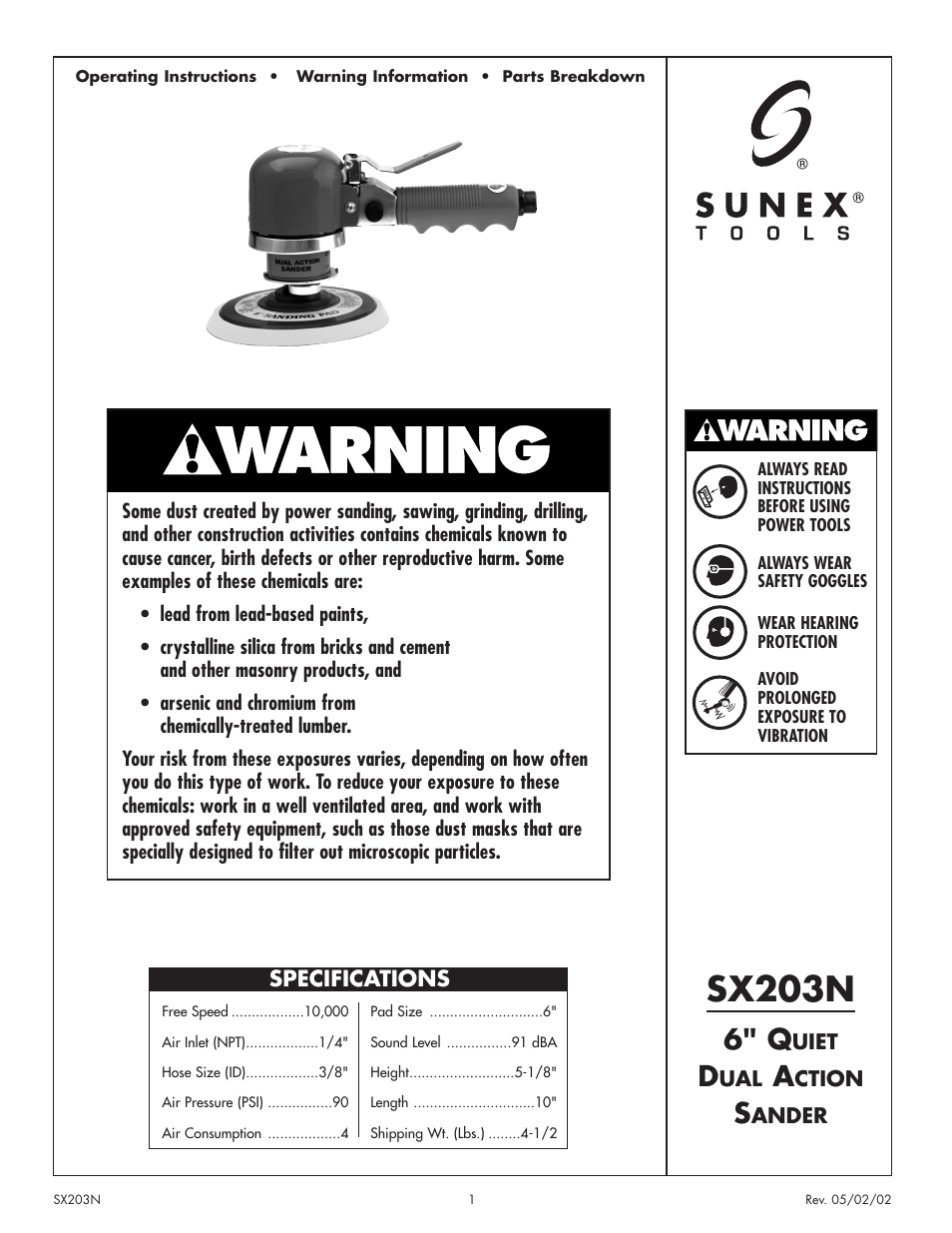 Sunex Tools SX203N User Manual | 4 pages