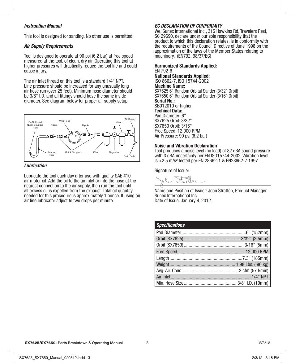 Sunex Tools SX7625 User Manual | Page 3 / 11