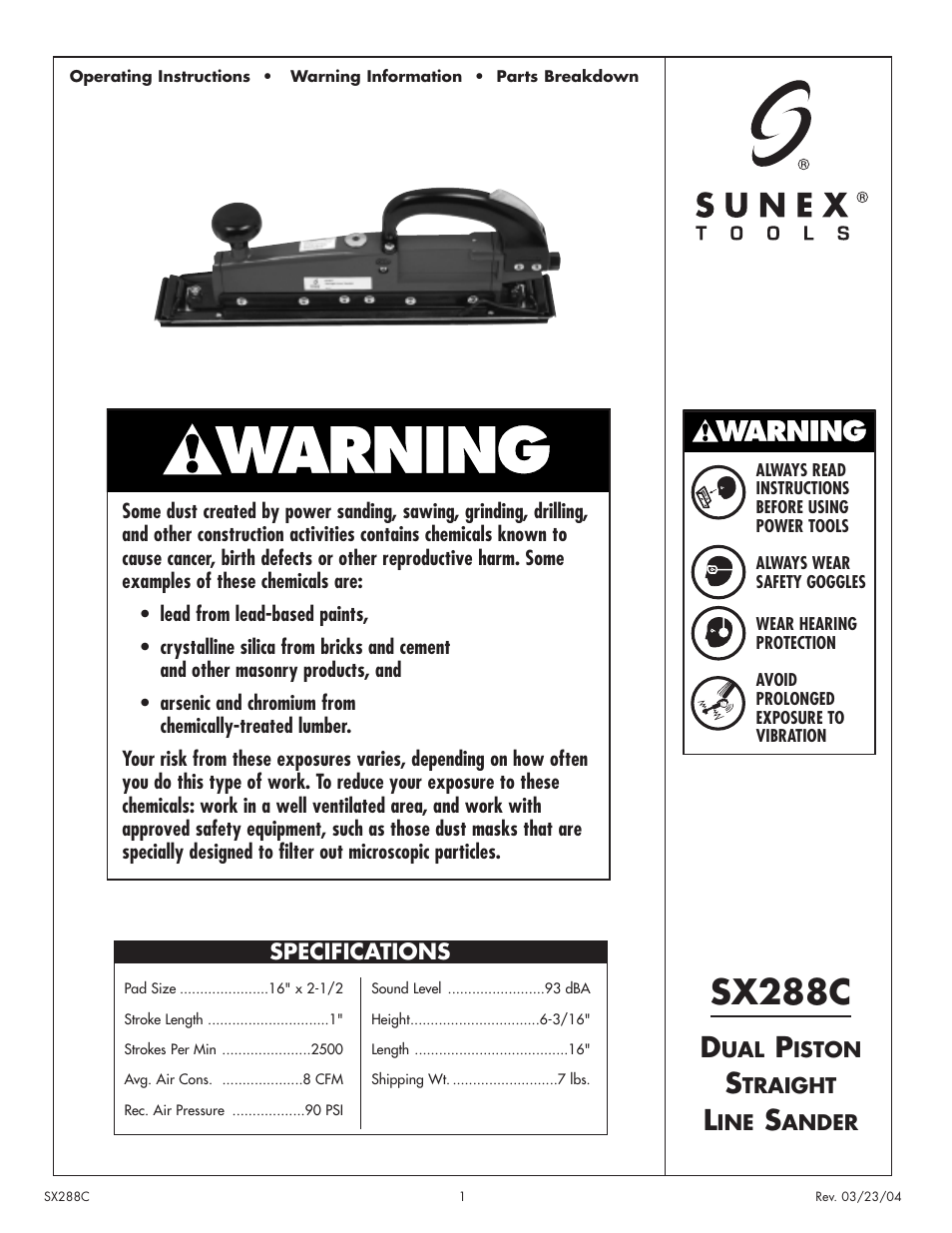 Sunex Tools SX288C User Manual | 4 pages