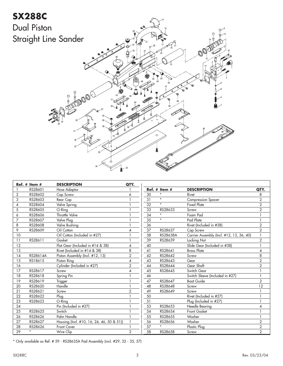 Sx288c dual piston straight line sander | Sunex Tools SX288C User Manual | Page 3 / 4