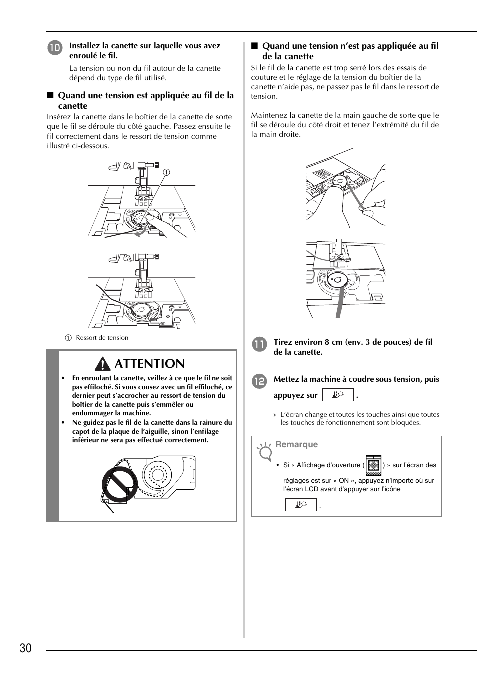 Attention | Brother NX-2000 User Manual | Page 32 / 88