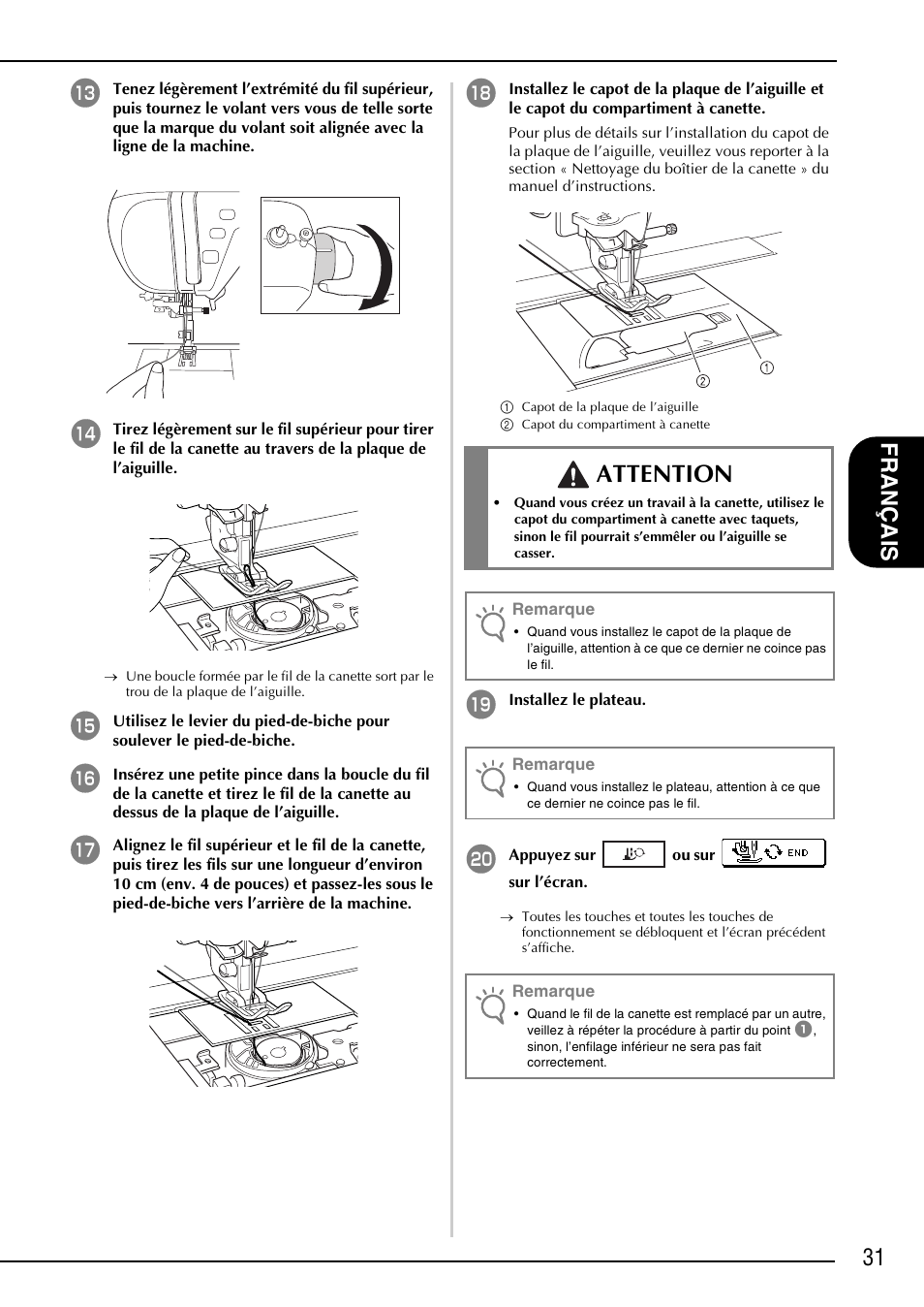 Attention, 31 fr an çais | Brother NX-2000 User Manual | Page 33 / 88