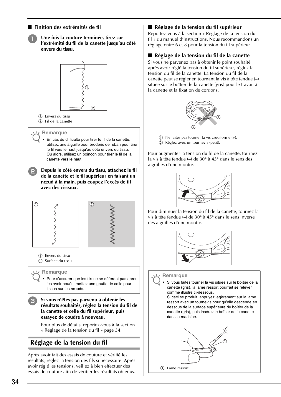 Réglage de la tension du fil | Brother NX-2000 User Manual | Page 36 / 88