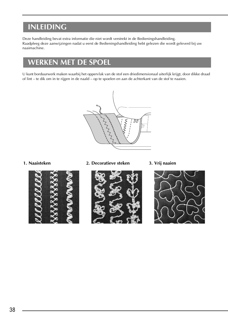 Inleiding, Werken met de spoel | Brother NX-2000 User Manual | Page 40 / 88