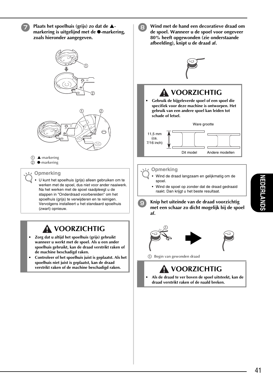 Voorzichtig, 41 ne de rlands | Brother NX-2000 User Manual | Page 43 / 88