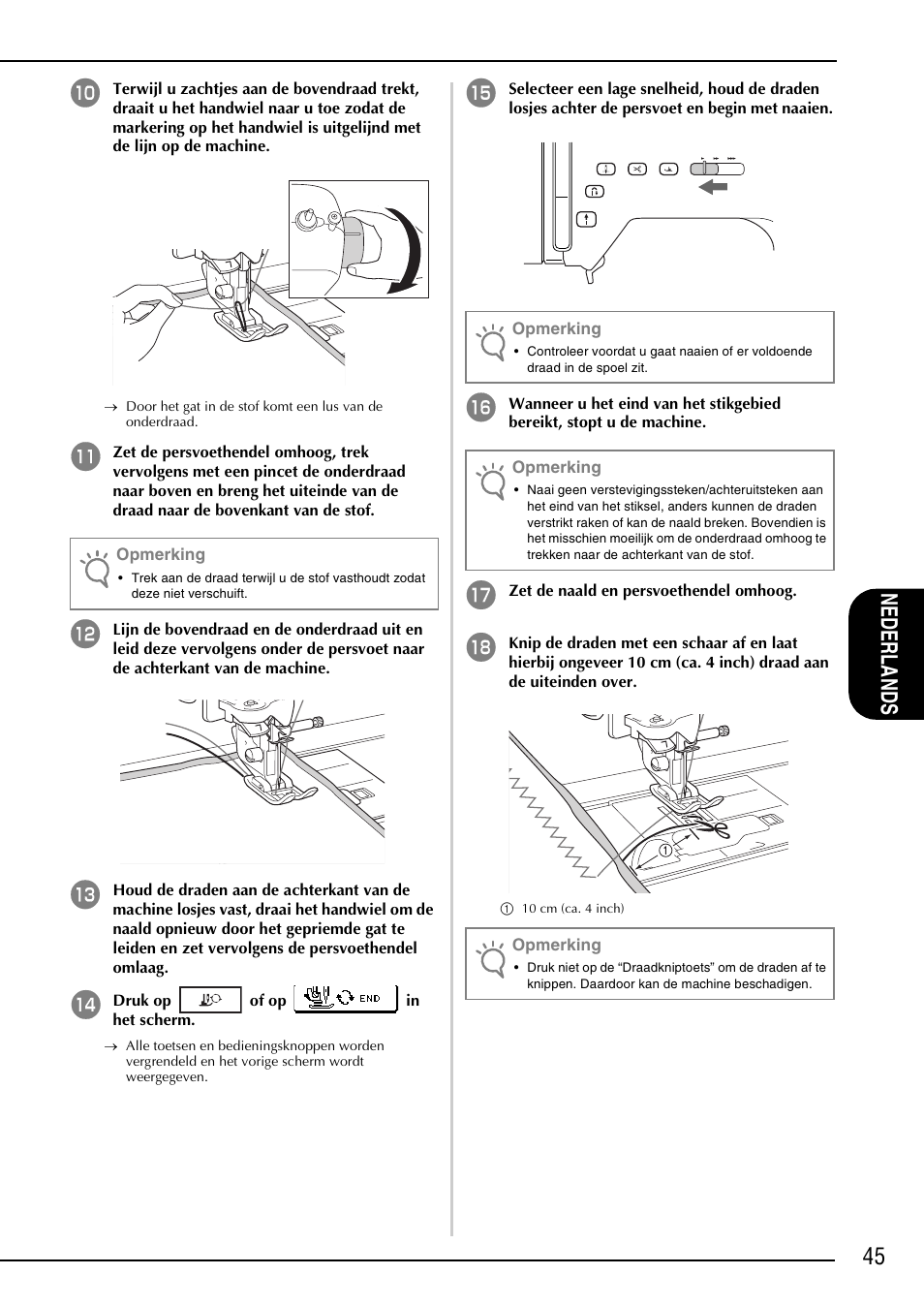 45 ne de rlands | Brother NX-2000 User Manual | Page 47 / 88
