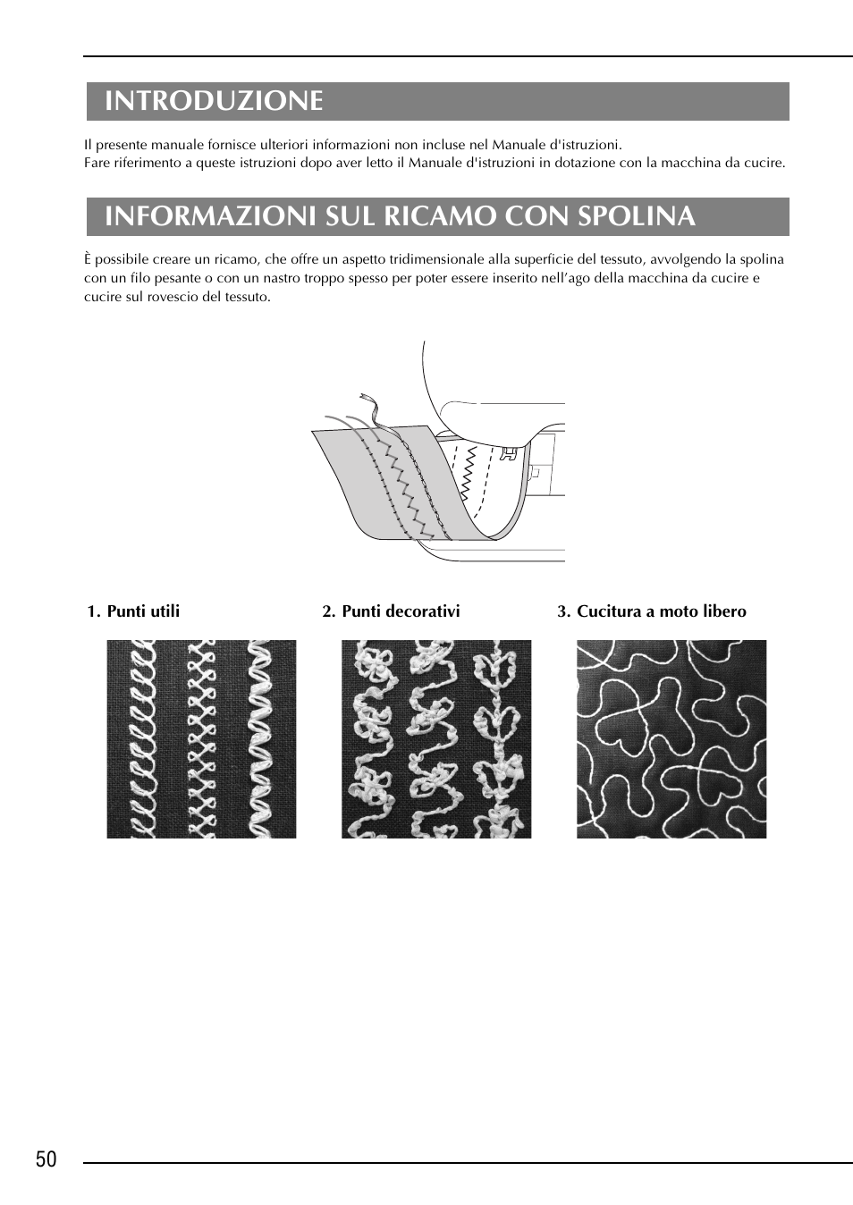 Introduzione, Informazioni sul ricamo con spolina | Brother NX-2000 User Manual | Page 52 / 88