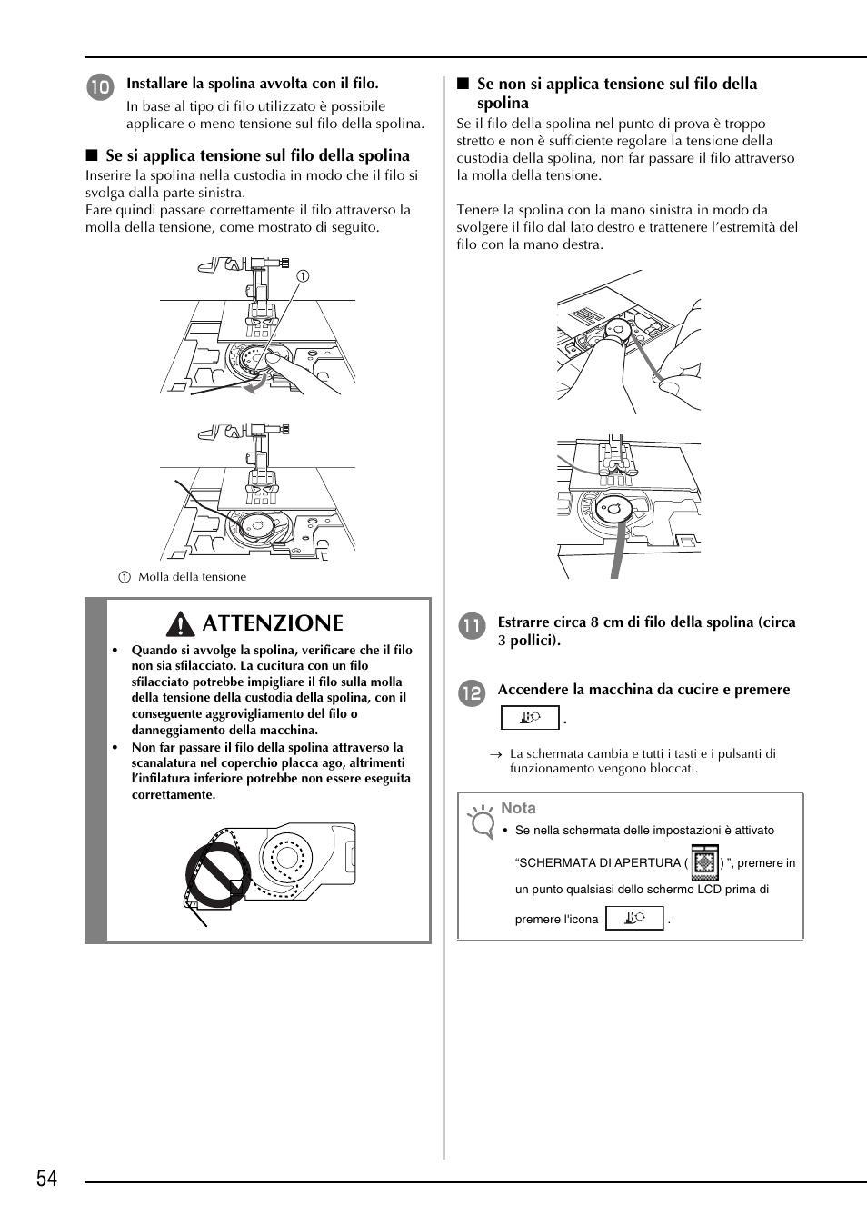 Attenzione | Brother NX-2000 User Manual | Page 56 / 88