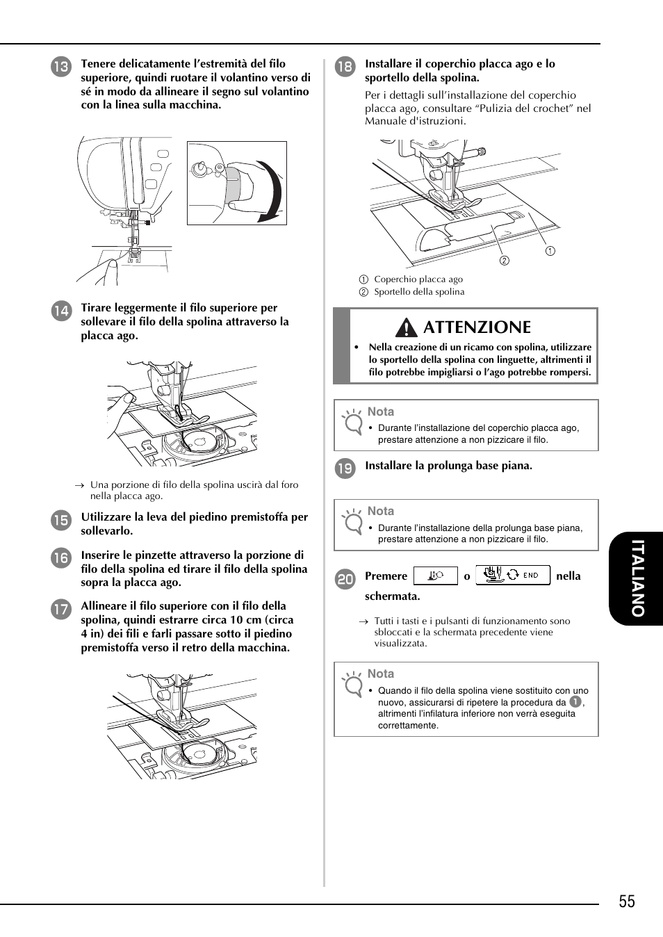 Attenzione, 55 it aliano | Brother NX-2000 User Manual | Page 57 / 88