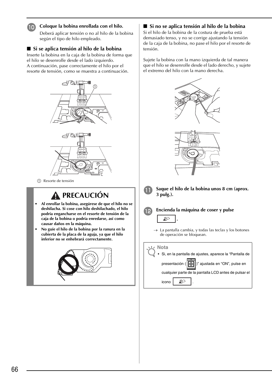 Precaución | Brother NX-2000 User Manual | Page 68 / 88