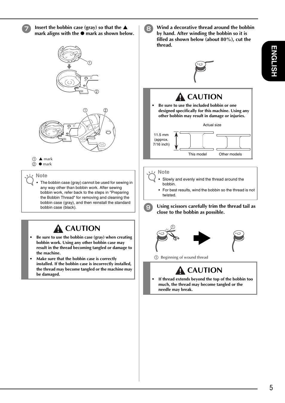 Caution, 5e ngl ish | Brother NX-2000 User Manual | Page 7 / 88