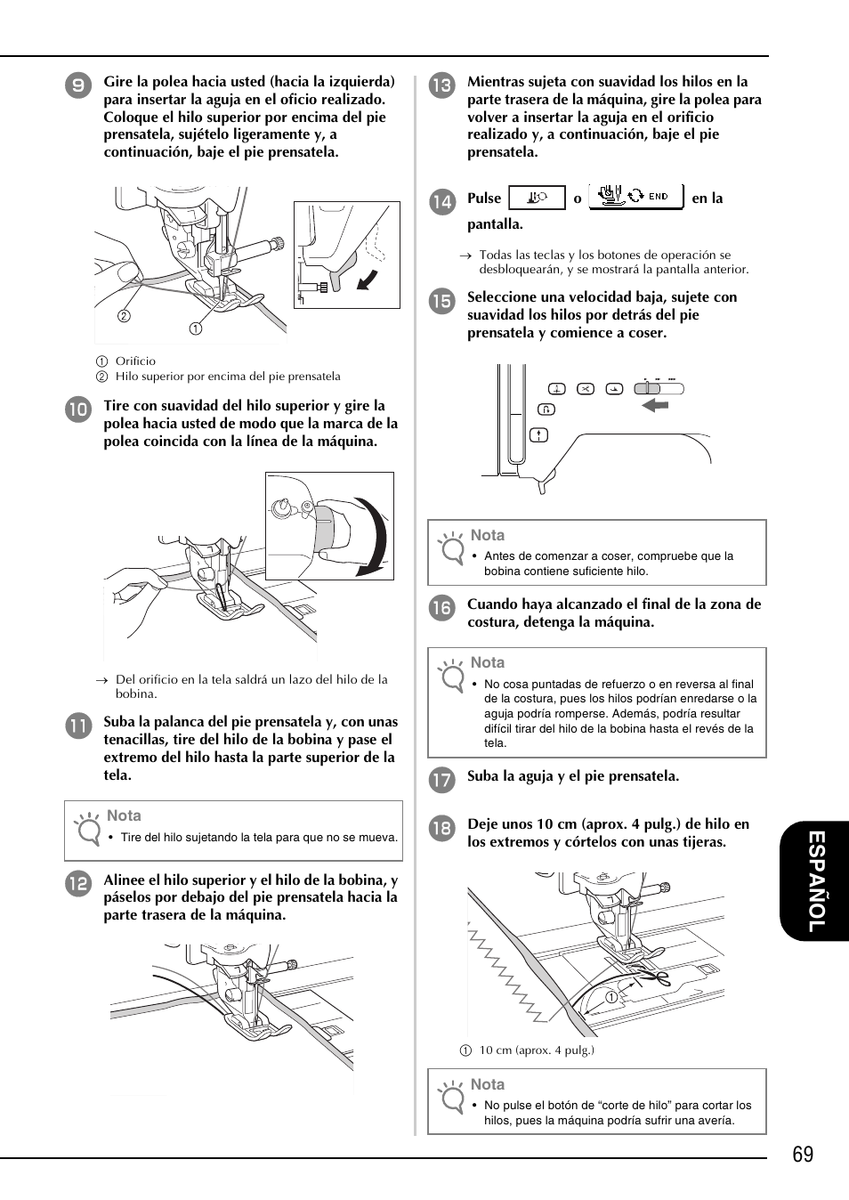 69 e spa ñol | Brother NX-2000 User Manual | Page 71 / 88