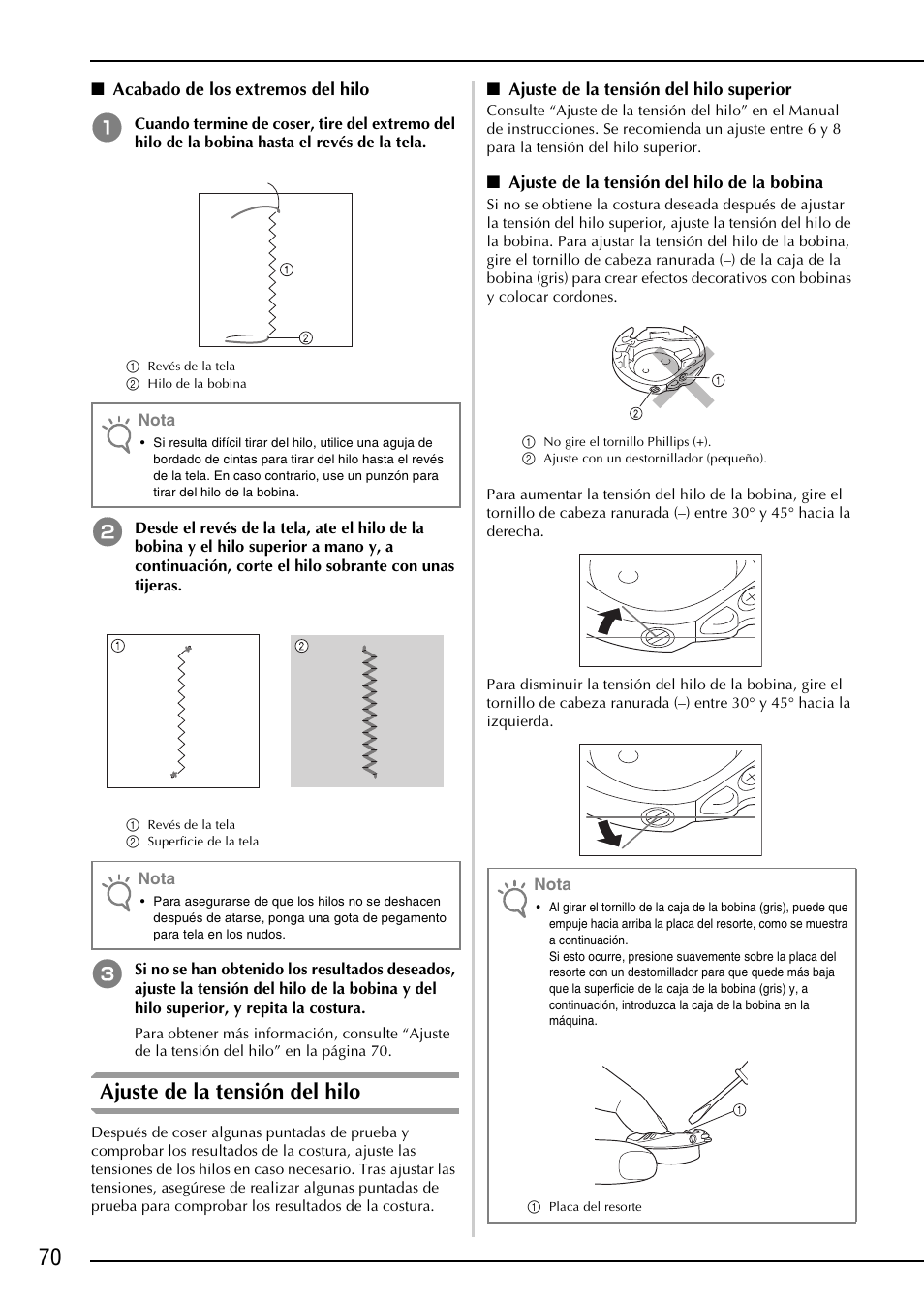 Ajuste de la tensión del hilo | Brother NX-2000 User Manual | Page 72 / 88