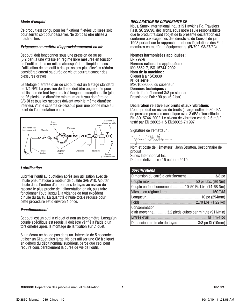 Sunex Tools SX3830 User Manual | Page 10 / 11