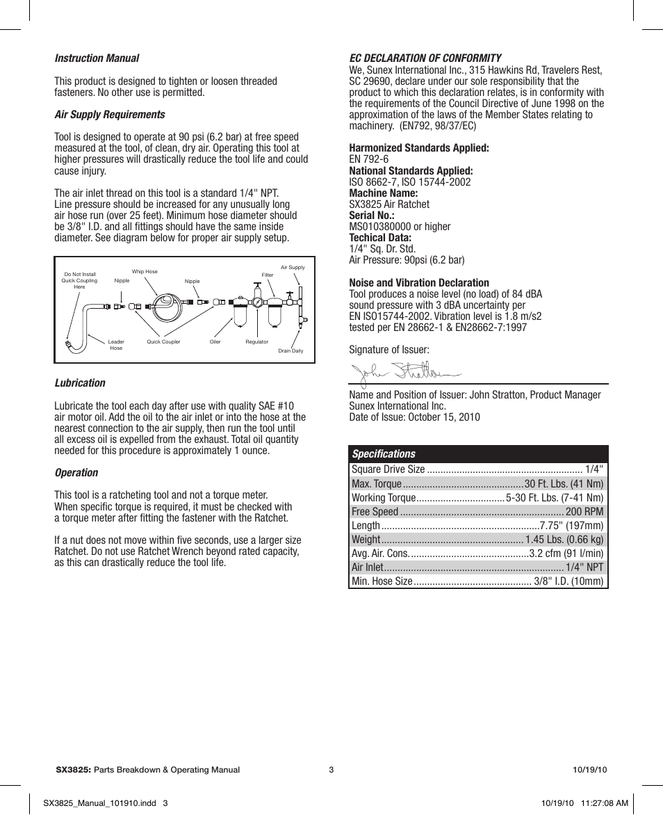 Sunex Tools SX3825 User Manual | Page 3 / 11