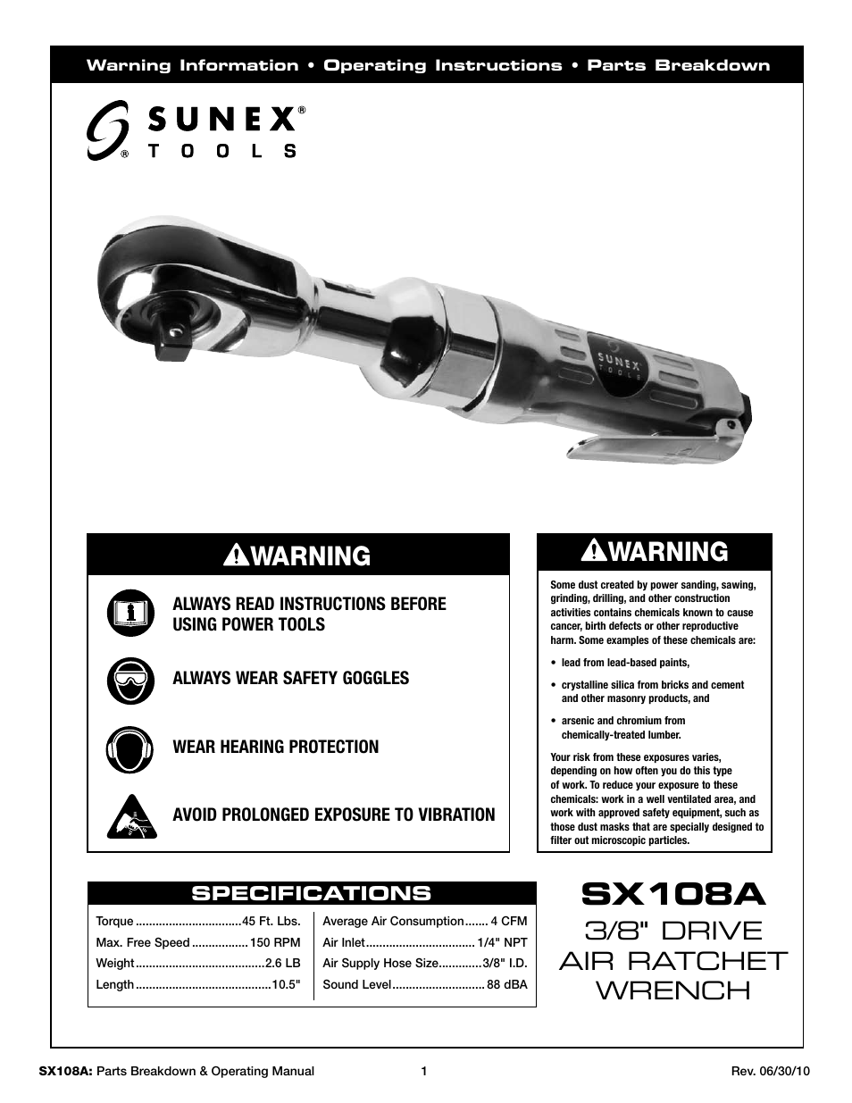 Sunex Tools SX108A User Manual | 10 pages