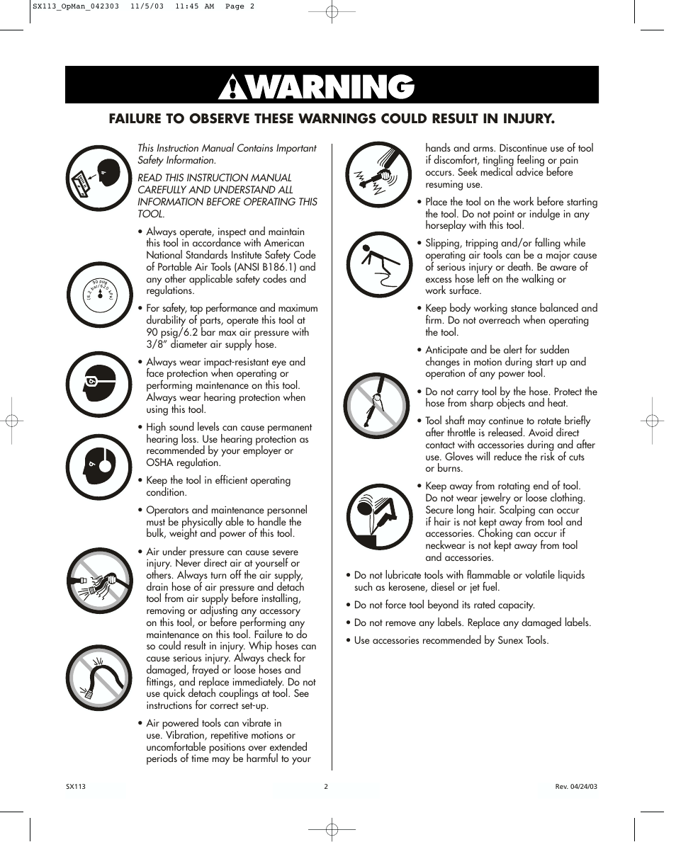 Sunex Tools SX113 User Manual | Page 2 / 4