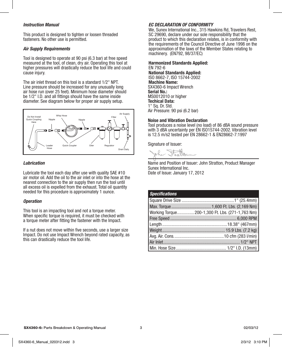 Sunex Tools SX4360-6 User Manual | Page 3 / 11