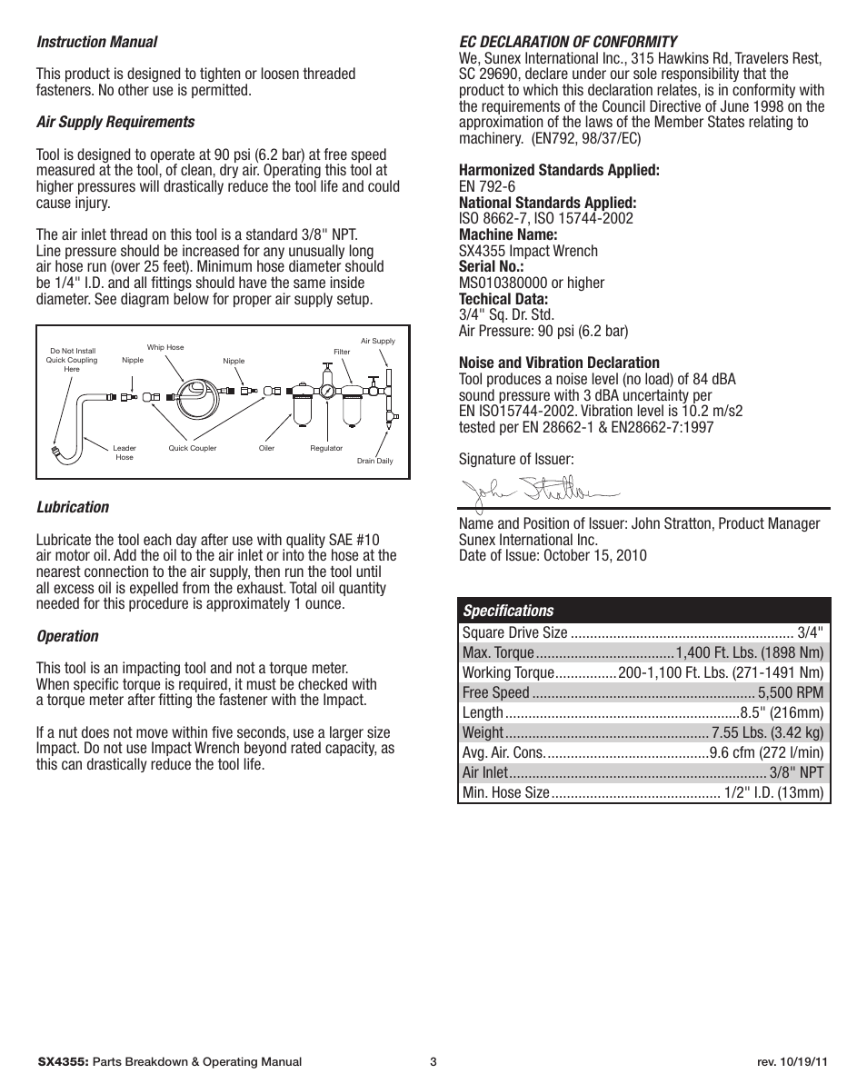 Sunex Tools SX4355 User Manual | Page 3 / 11
