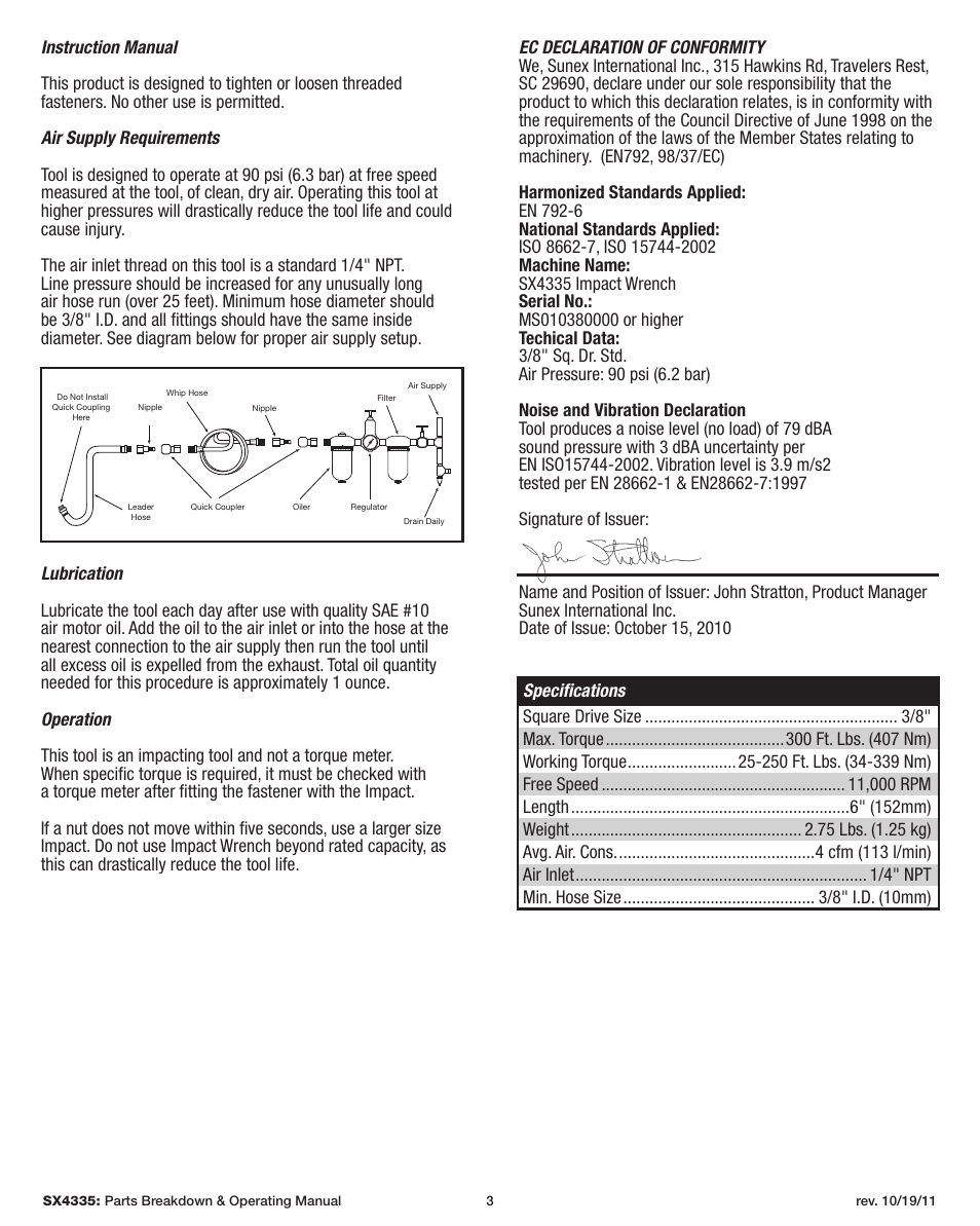Sunex Tools SX4335 User Manual | Page 3 / 11