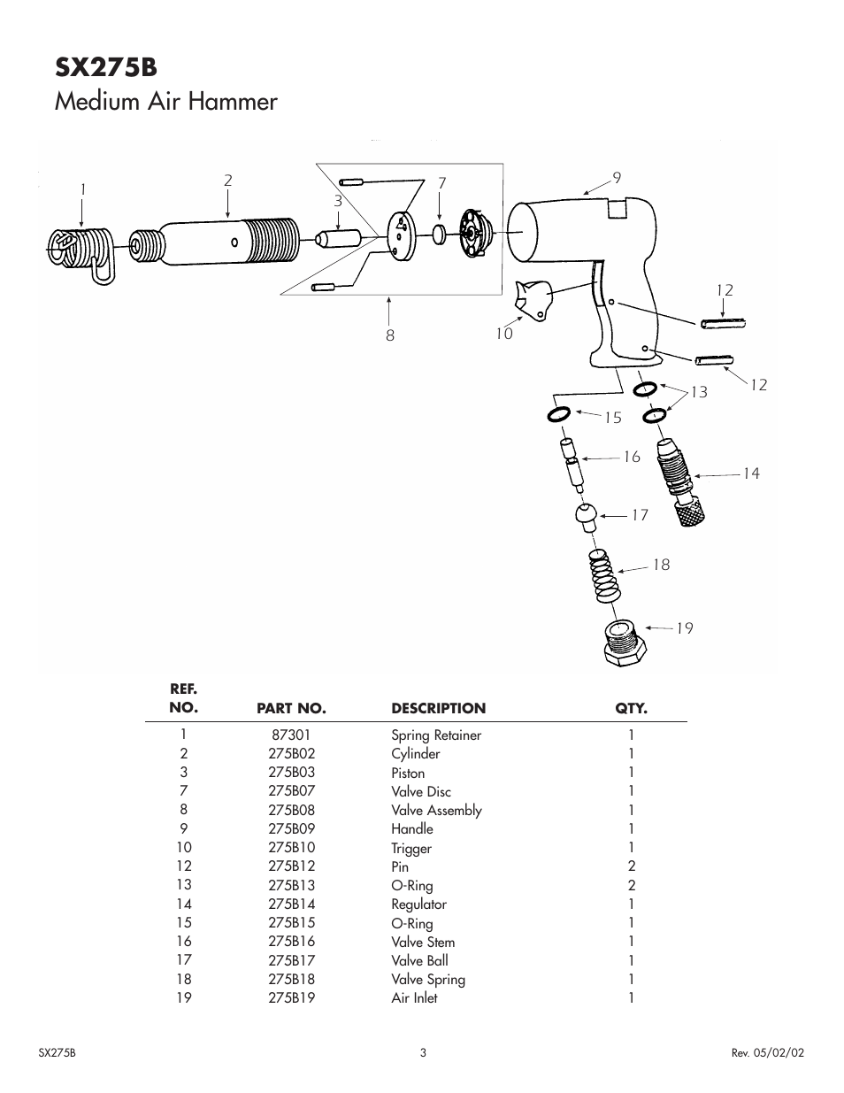 Sx275b medium air hammer | Sunex Tools SX275B User Manual | Page 3 / 4