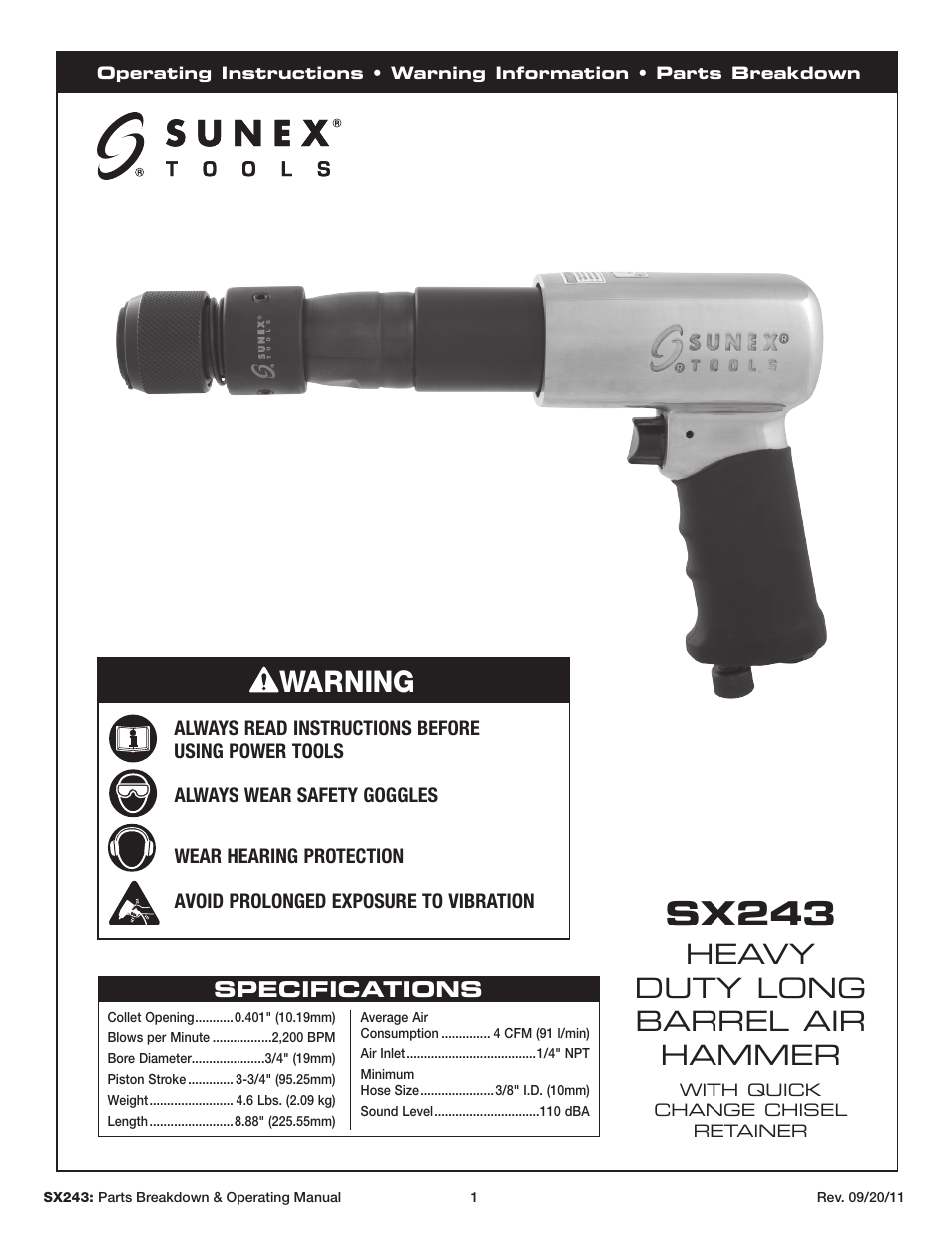 Sunex Tools SX243 User Manual | 10 pages