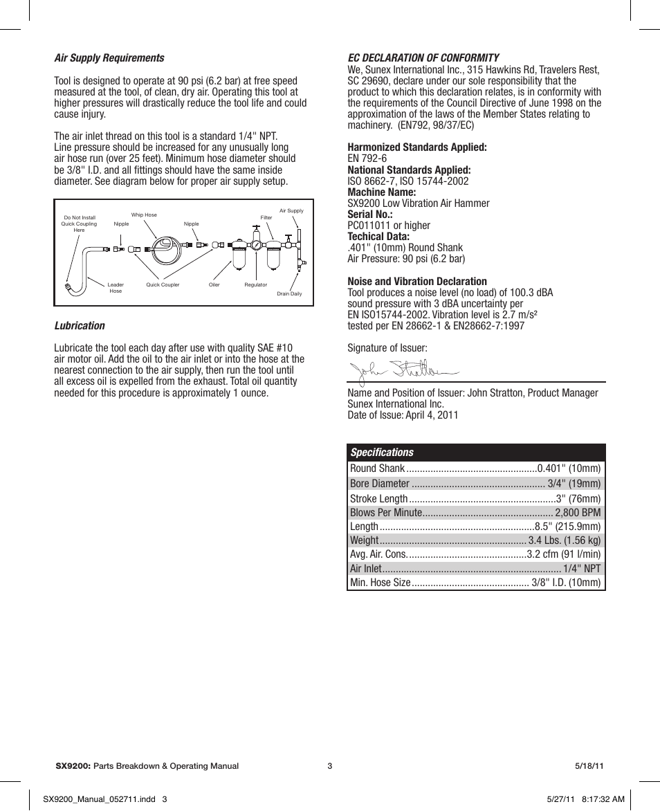 Sunex Tools SX9200 User Manual | Page 3 / 11