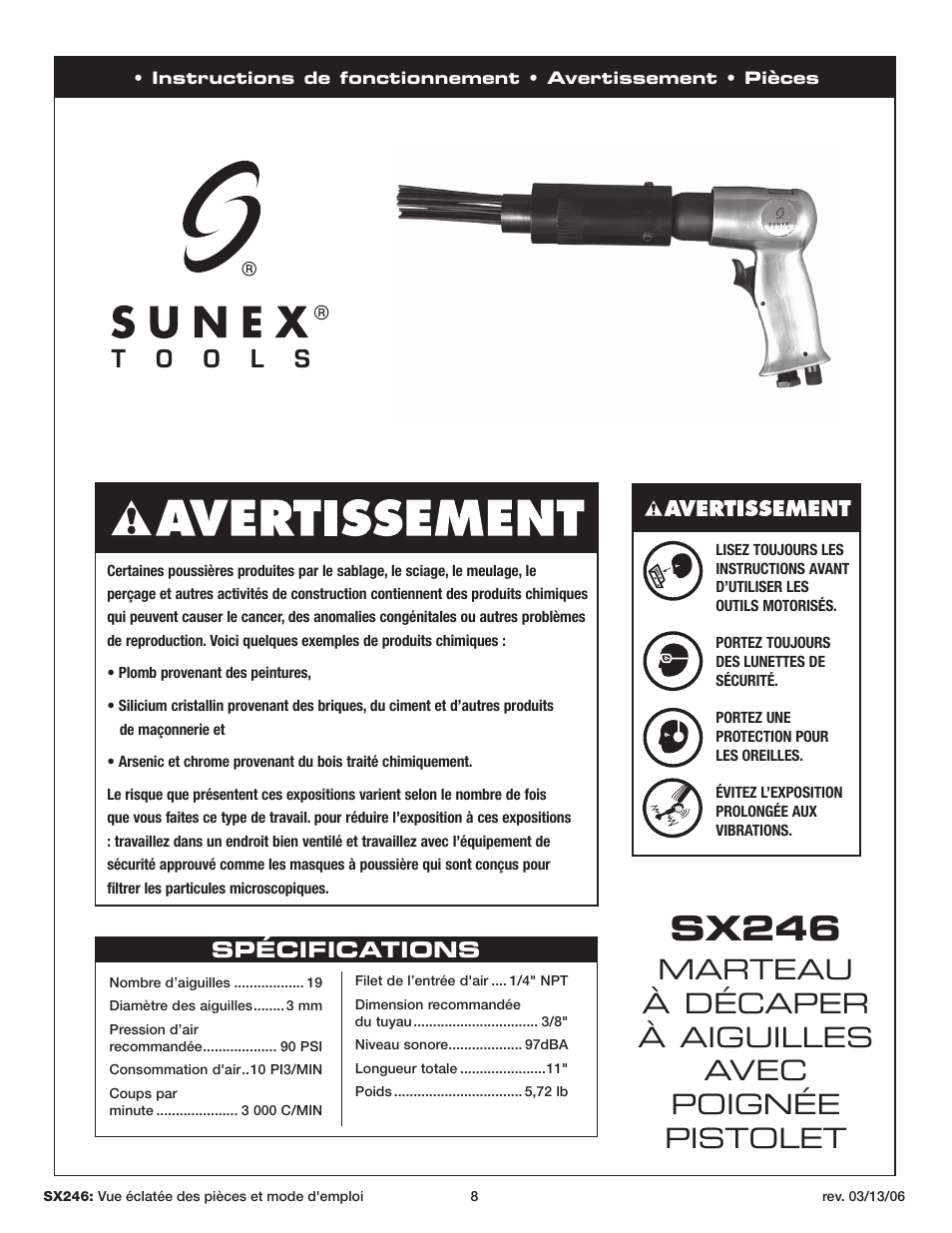 Sx246 | Sunex Tools SX246 User Manual | Page 8 / 10