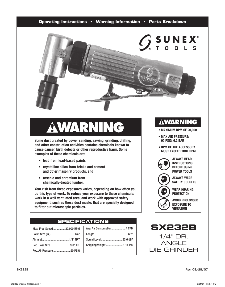 Sunex Tools SX232B User Manual | 10 pages