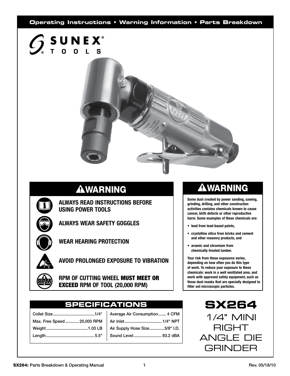 Sunex Tools SX264 User Manual | 10 pages