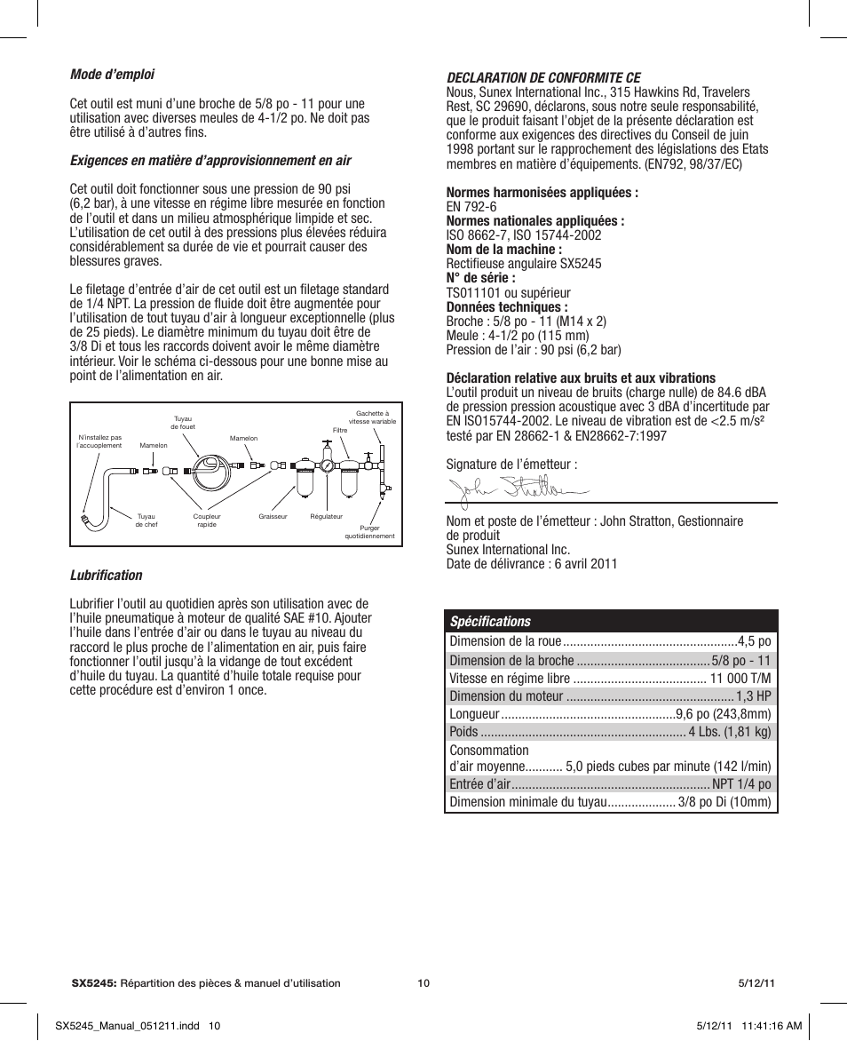 Sunex Tools SX5245 User Manual | Page 10 / 11