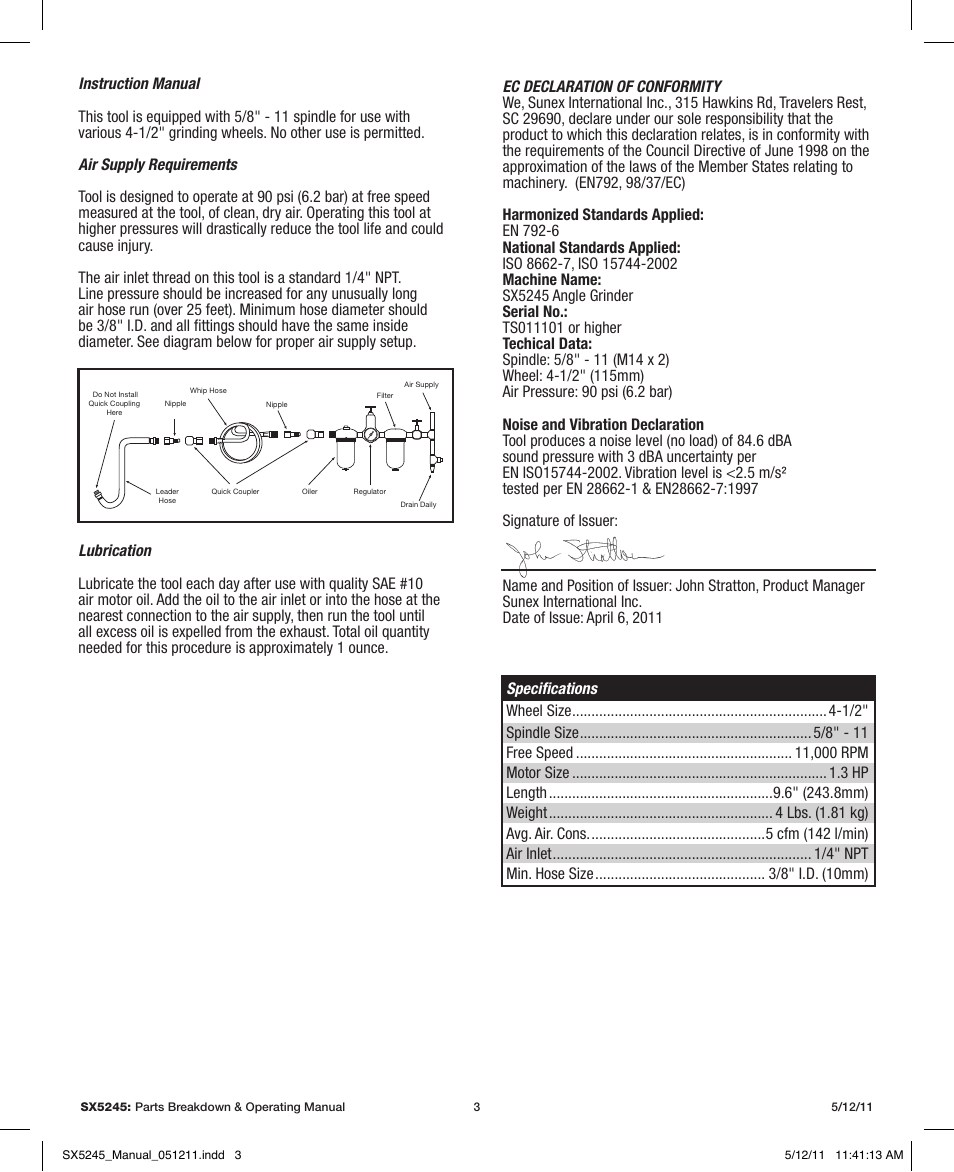 Sunex Tools SX5245 User Manual | Page 3 / 11