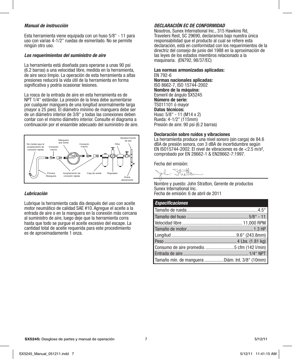 Sunex Tools SX5245 User Manual | Page 7 / 11