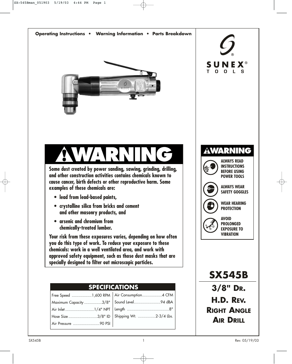 Sunex Tools SX545B User Manual | 4 pages