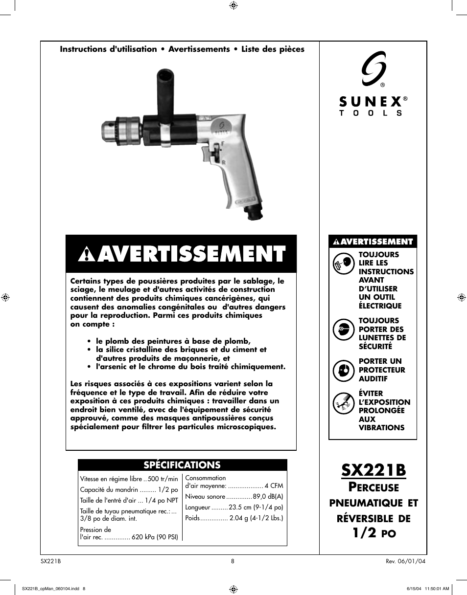 Sx221b | Sunex Tools SX221B User Manual | Page 8 / 10