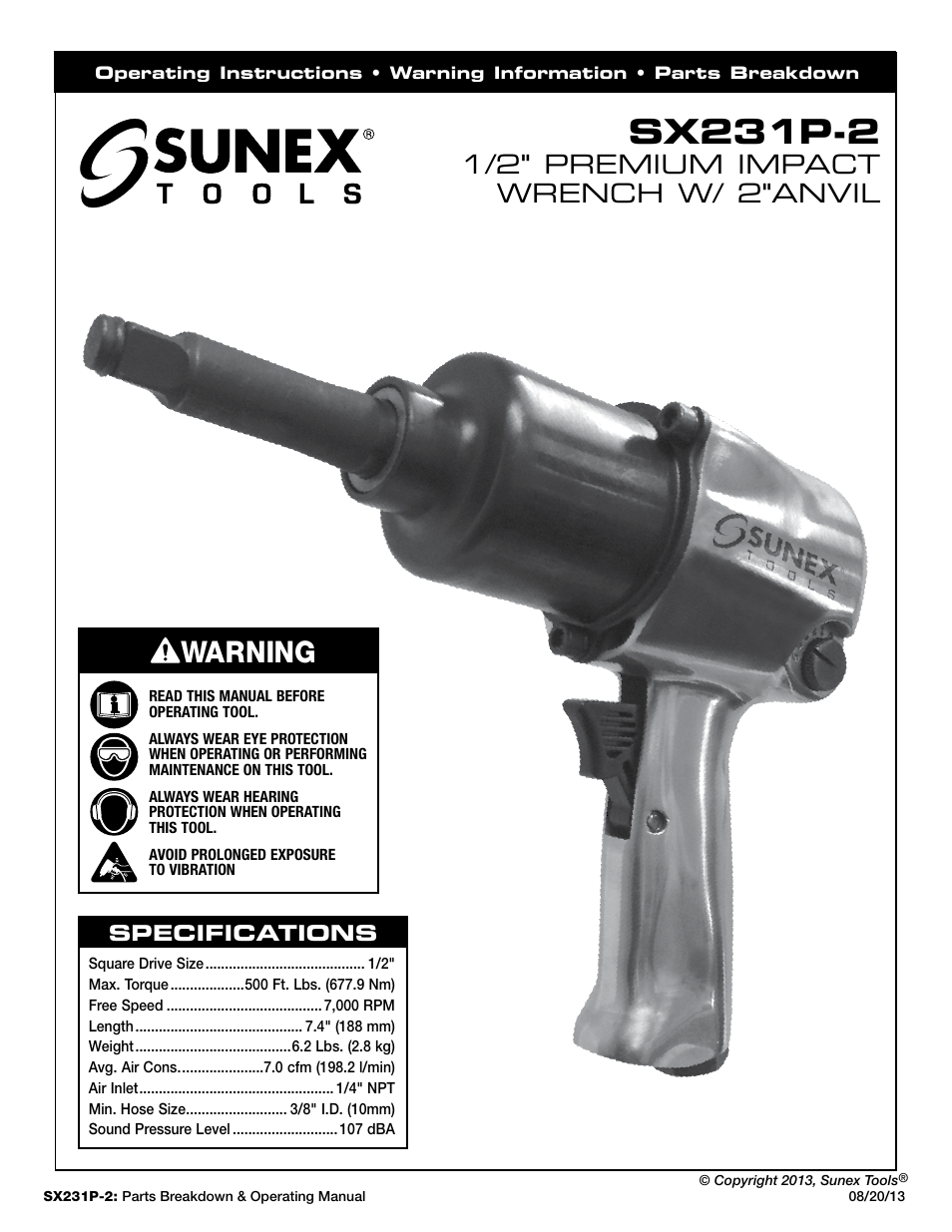 Sunex Tools SX231P User Manual | 5 pages