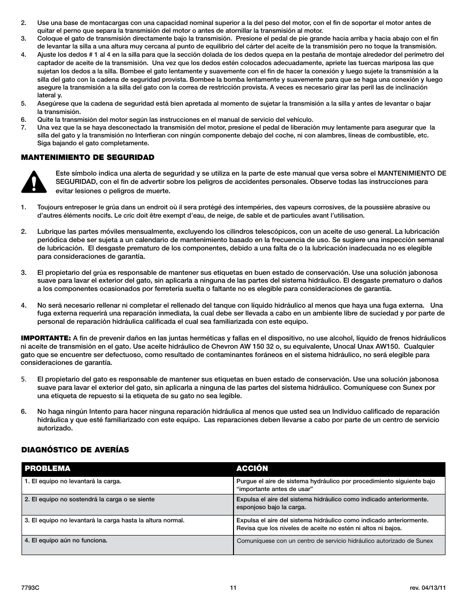 Sunex Tools 7793C User Manual | Page 11 / 17