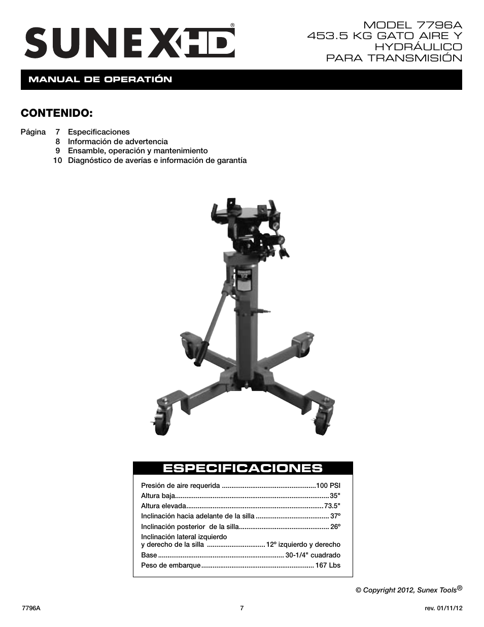 Sunex Tools 7796 User Manual | Page 7 / 14