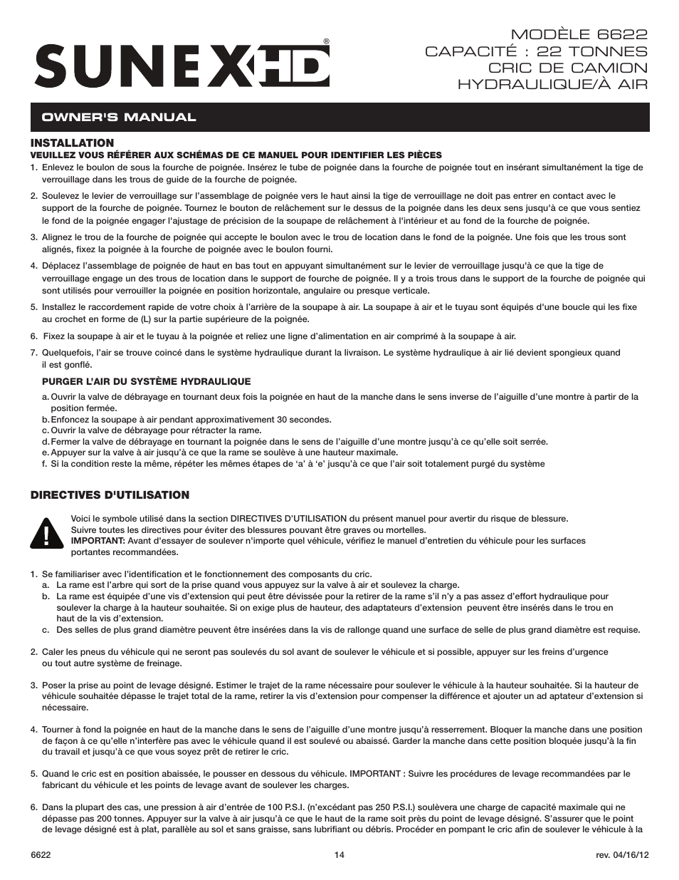 Sunex Tools 6622 User Manual | Page 14 / 16