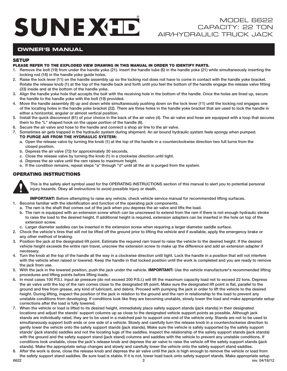 Sunex Tools 6622 User Manual | Page 3 / 16
