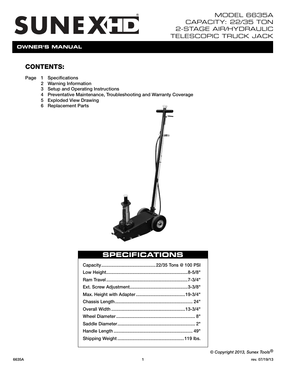 Sunex Tools 6635A User Manual | 14 pages