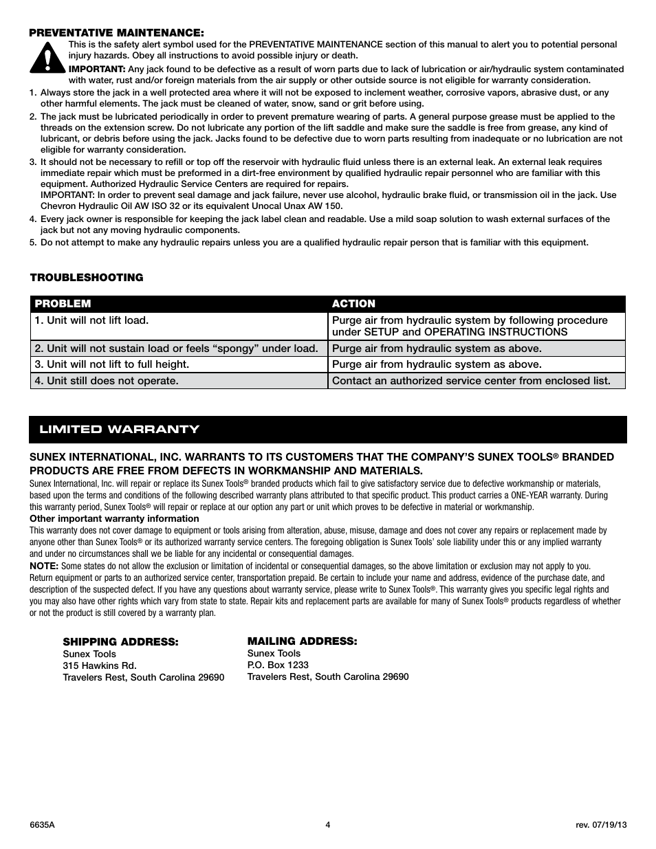 Sunex Tools 6635A User Manual | Page 4 / 14