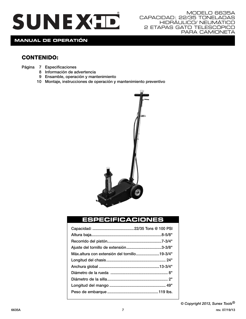 Sunex Tools 6635A User Manual | Page 7 / 14