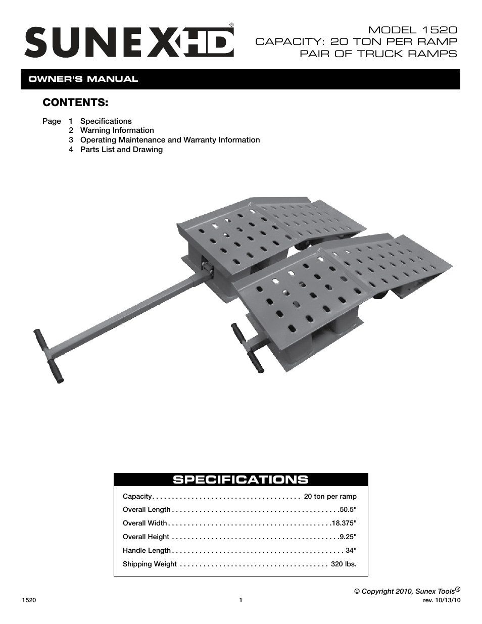 Sunex Tools 1520 User Manual | 12 pages